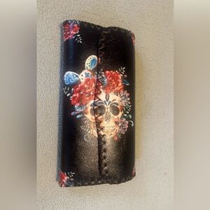 Floral Skull Black Wallet